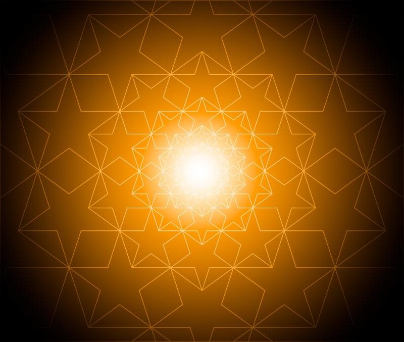 Golden recursive star geometry radiating from a white center